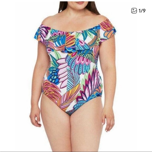 Trina Turk Swim and Spa Collection One Piece Swimsuit Paradise Plum Size 22W - Picture 1 of 7